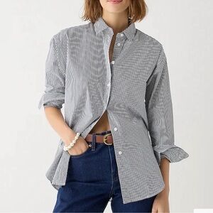 NWT J. Crew Relaxed Fit Navy Stripe Poplin Shirt Size 10P